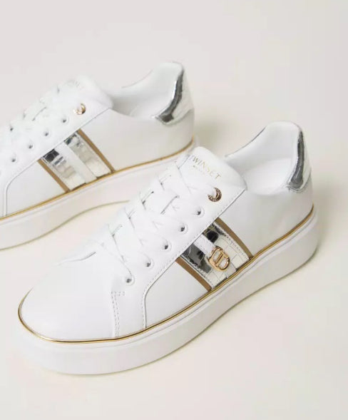 SNEAKERS IN PELLE CON OVAL T