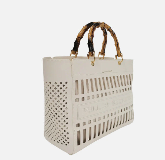 BORSA MINI A MANO LASERATA COLORE BIANCO