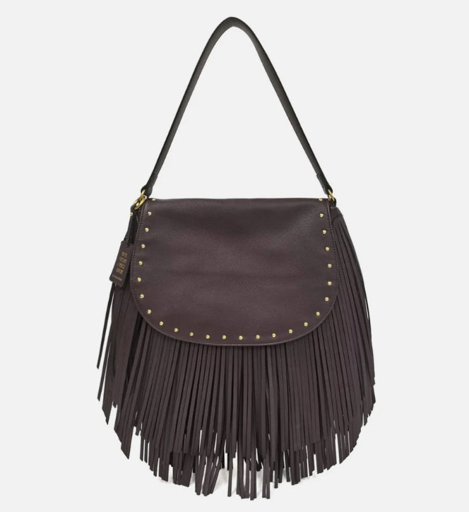 TRACOLLA MEDIA FRINGE HOBO MARRONE
