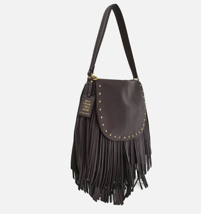 TRACOLLA MEDIA FRINGE HOBO MARRONE